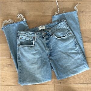 Agolde Faded Blue Frayed Hem Jeans